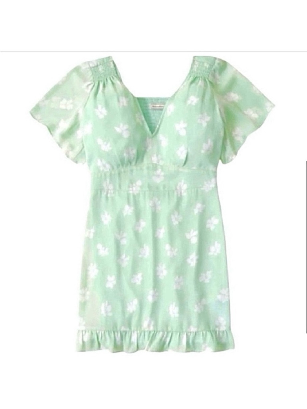 🆕- Abercrombie & Fitch Mint Green Smocked Floral Mini Dress. Size: XS
